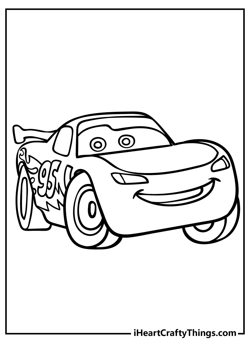 Lightning McQueen in a relaxed pose, ready for coloring fun.