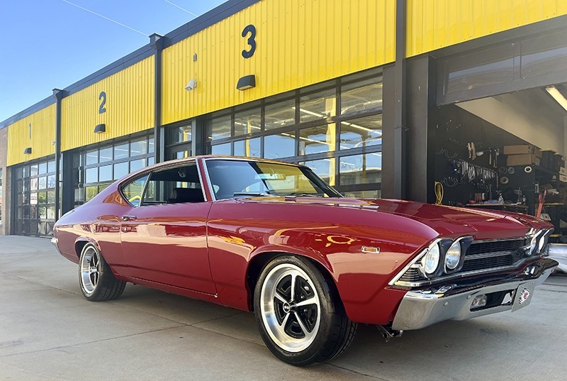 Front view of the electric 1969 Chevelle SS raffle car