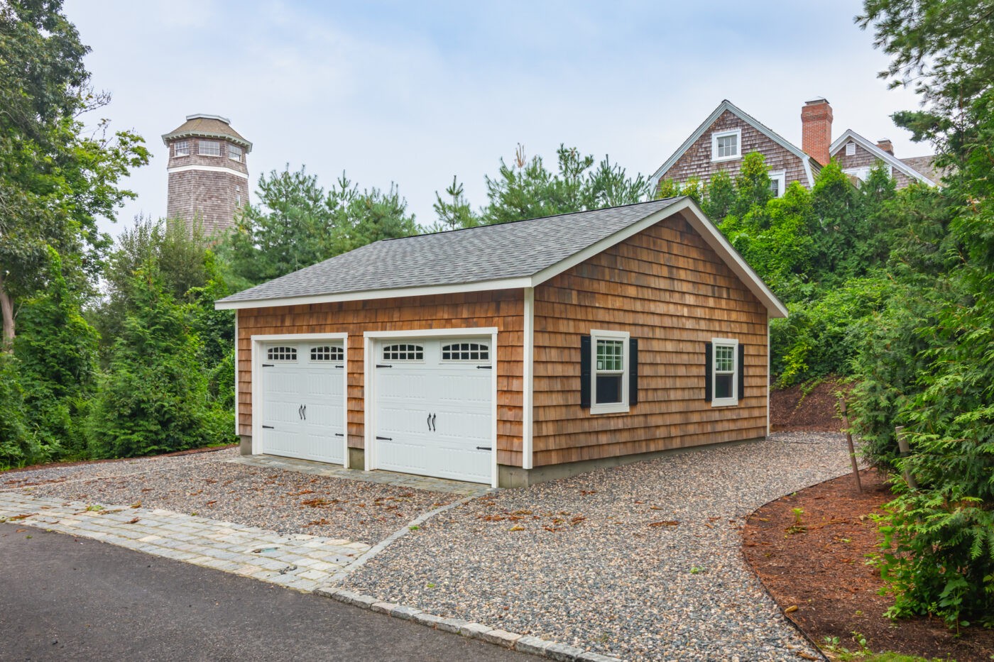 Single-story 24x24 2-car garage in Osterville, MA, a classic example of average dimensions