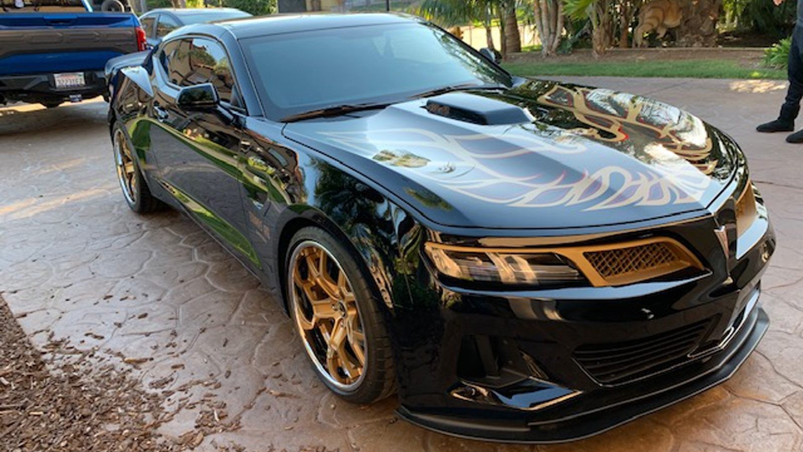 Custom 2017 Pontiac Trans Am Super Duty with screaming chicken hood decal