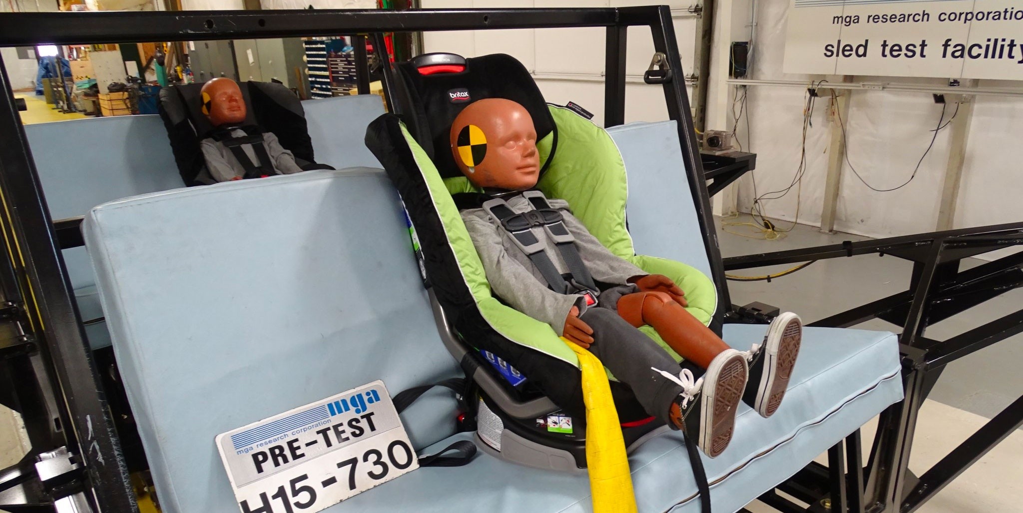 Car seat crash testing at MGA Research