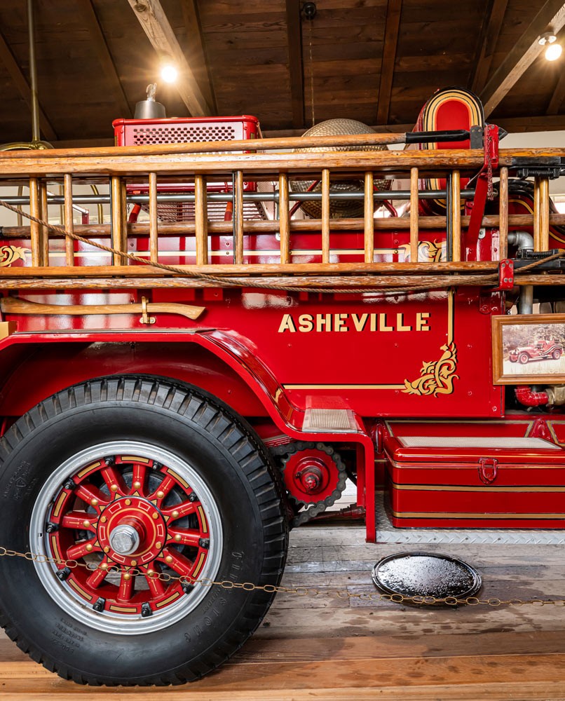 alt text: Asheville fire engine antique car museum showcasing a vintage red fire truck