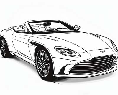 Classic Aston Martin Convertible coloring page for automotive enthusiasts