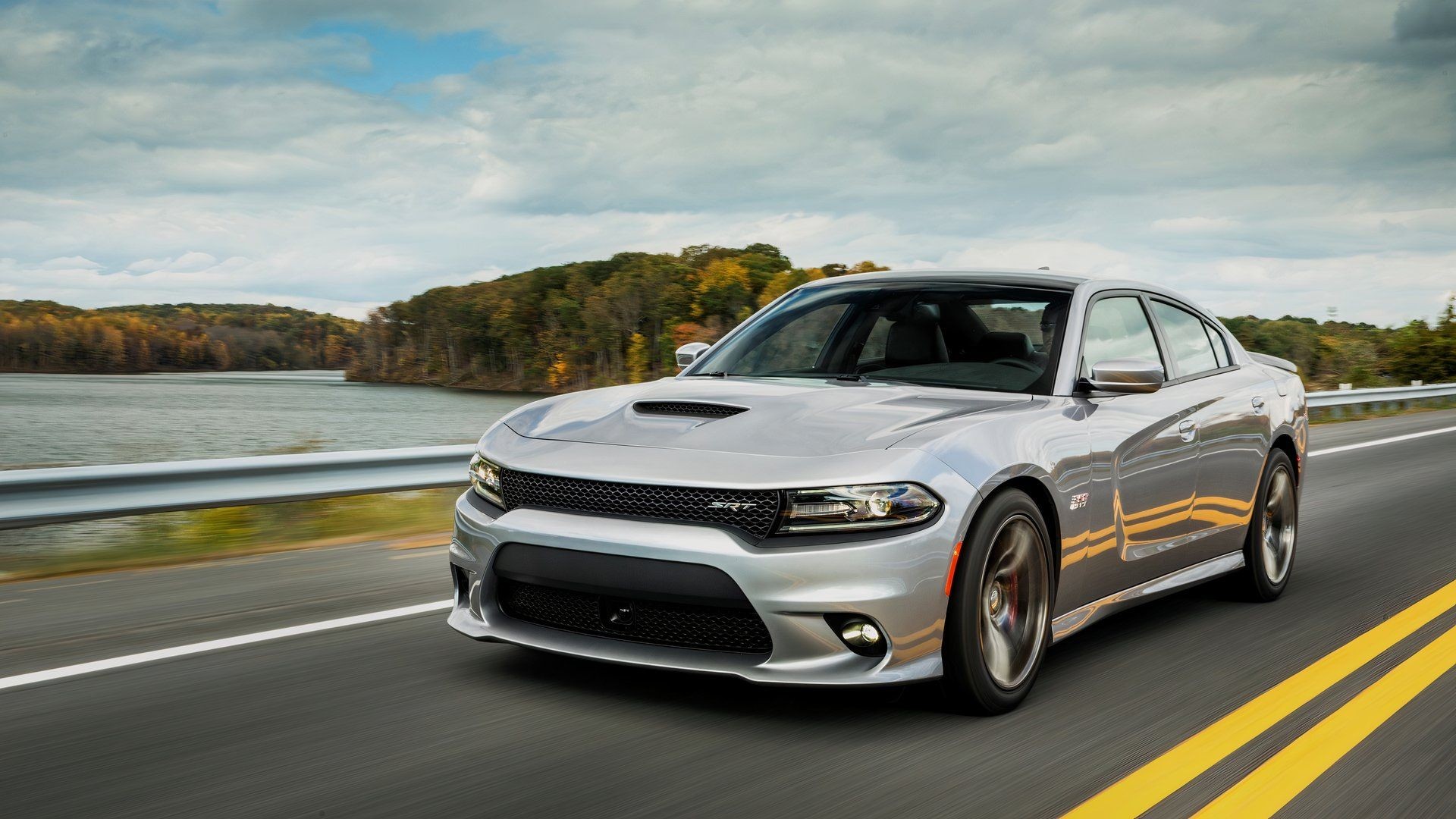 Front 3/4 action shot of a 2017 Dodge Charger 