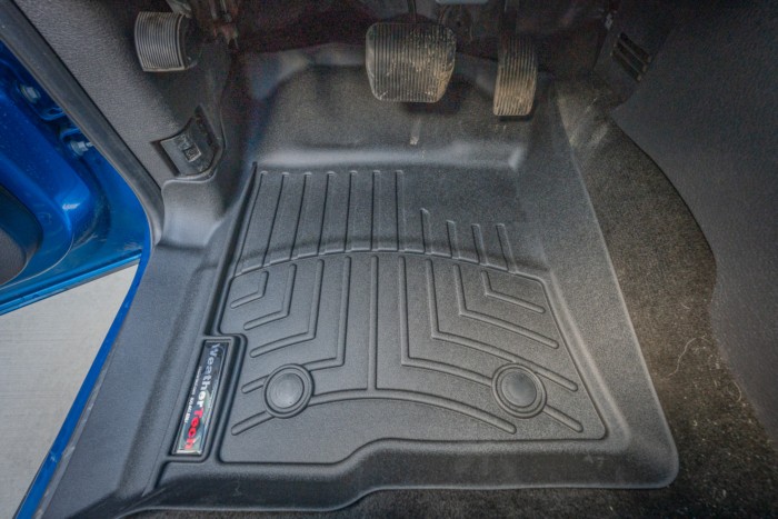 WeatherTech rubber car floor mat, showing texture and material quality