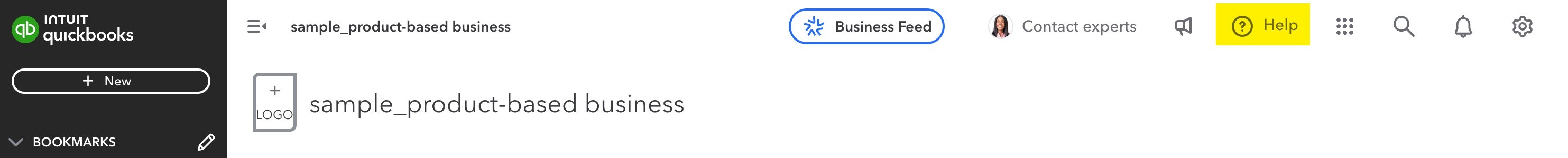 Accessing QuickBooks Online Help through the question mark icon, highlighting the QB Assistant and Search tabs for user queries.