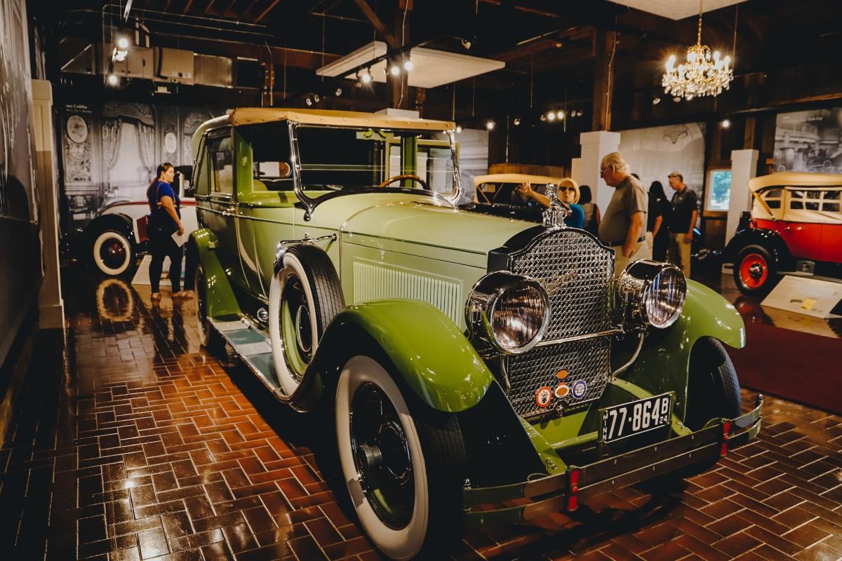 Classic cars displayed at the Gilmore Car Museum, showcasing its extensive collection as North America's Largest Auto Museum