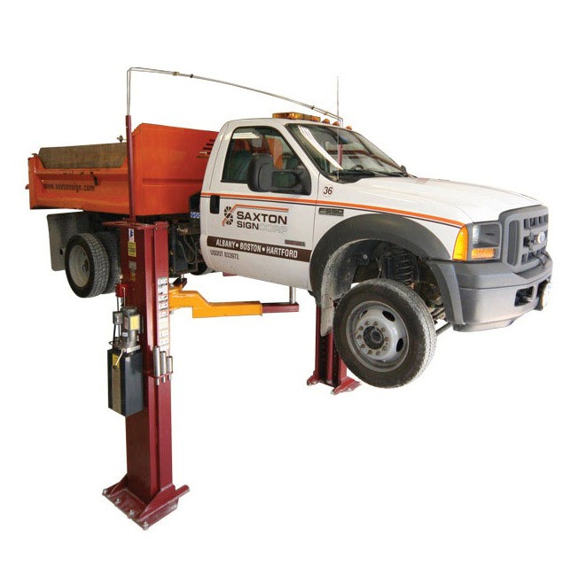 LC-12 Low Ceiling 2 Post Lift for garages with limited height, capable of lifting 12000 lbs