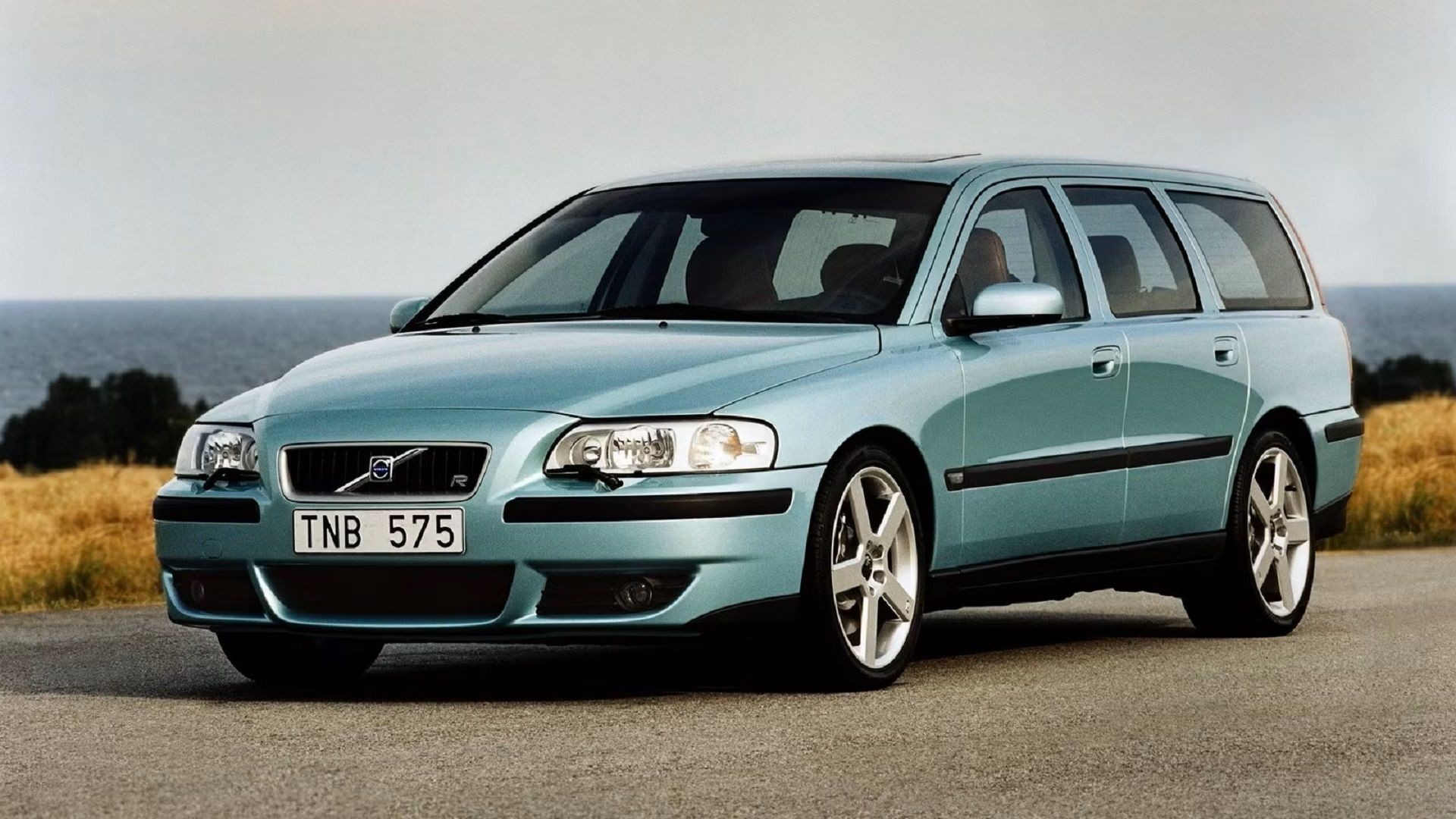 A parked Volvo V70 R